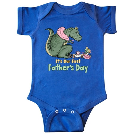 

Inktastic It s Our First Father s Day Tea Rex Party Gift Baby Boy or Baby Girl Bodysuit