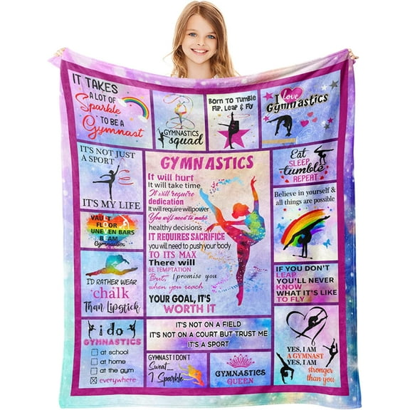 Gymnastics Gifts for Girls, Girls Gymnastics Gifts Blanket 60"x50", Gifts for Gymnastics Girls Kids Teens Gymnast Lovers, Gymnastics Gift Ideas for Birthday Christmas, Gymnast Gift Throw Blankets