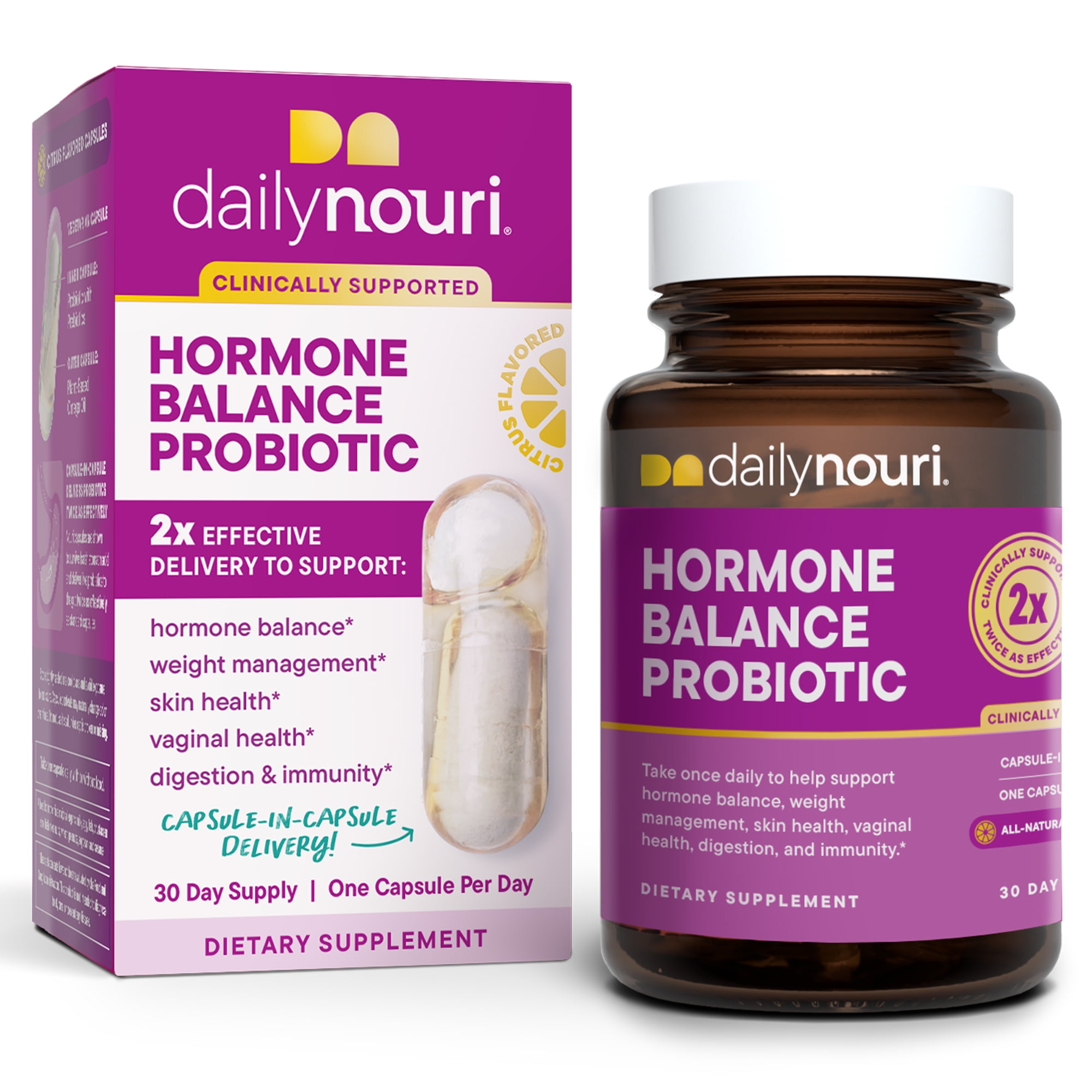 (3 pack) Daily Nouri Hormone Balance Probiotics for Women | Hormone Balance for Women | PMS, Hormonal Acne, & Bloating Support | 7 Clinically Studied Strains + Omega | 30-Day Supply