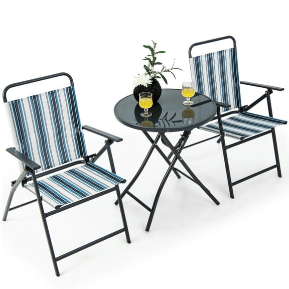 Spaco Outdoor Conversation Sets,Patio Furniture Sets,3 Pieces Outdoor Folding Chair Set Portable Folding Chair Set