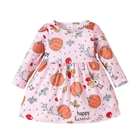 

Toddler Baby Girls Dress Long Sleeve Pumpkin Print Party Dresses Fall Winter Clothes Toddler Girls Dress Christmas Dresses for Toddler Girls for Girls 5 Years Old 5 Year Clothes Cat Kids Dress Posh