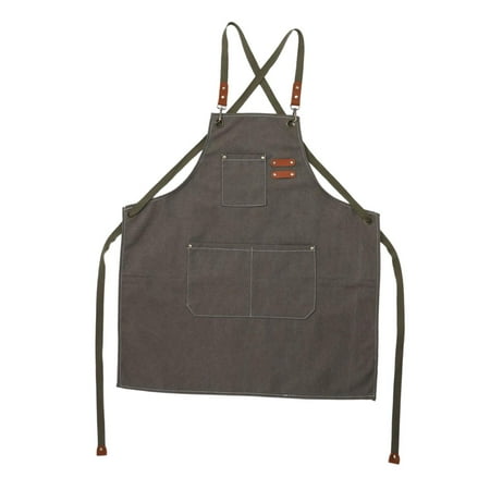 Work , Barista Apron Strap Apron Kitchen Cooking Apron Gardening Apron for Carpenter Cafe Home Salon Painting Gray Green