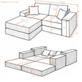 thumbnail image 4 of Modular Cloud Sectional Couch, Modern Upholstered L-Shaped Sofa with Removable Ottoman, Deep Seat Sleeper Couch with Throw Pillows for Living Room, Apartment, Small Space (Orange), 4 of 9