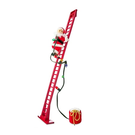 Mr. Christmas 42 Animated Super Climbing White Santa Red Ladder