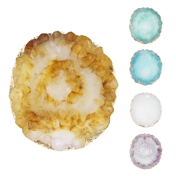 SPRING PARK Polish Mix Palette, Resin Nail Art Palette Paint Drawing Color Dish Golden Edge Resin Stone Paint Drawing Color Dish Manicure Nail DIY Tool