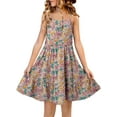thumbnail image 4 of KISSMODA Girls Dress Casual Round Neck A Line Ruffle Sleeve Knee Length Dresses 4-13 Years, 4 of 4