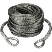 3/8 Inch x 92 Feet Synthetic Winch Extension Rope 26,500 Lbs for Off Road Vehicle ATV UTV SUV Gray
