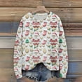 thumbnail image 3 of Women's Christmas Print Cardigan Long Sleeve Round Neck Knit Sweater for Fall and Winter, Cozy and Festive Holiday Top, Ideal as Christmas Sweaters for Women and Christmas Gifts,White,Size M, 3 of 7