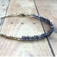 thumbnail image 3 of Iolite 3-3.5mm Rondelle Shape Faceted Cut Beads 7 inch Silver Plated Clasp Bracelet for men, women, unisex. Link Chain Stacking Bracelet.|LINK_03852, 3 of 4