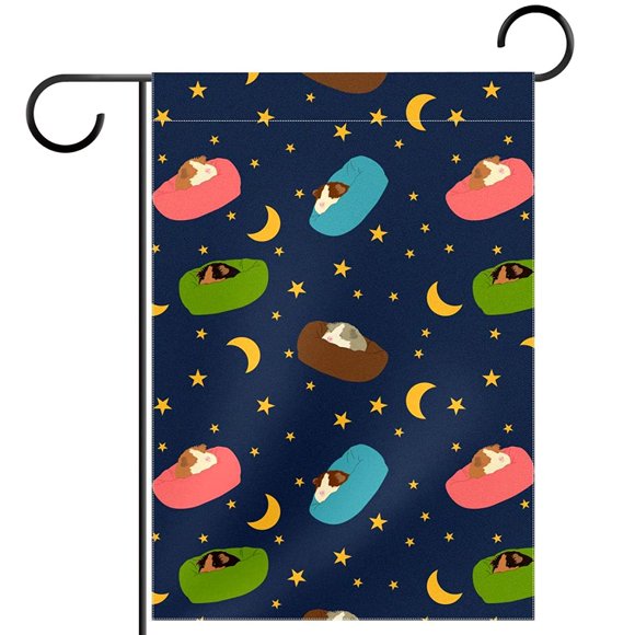 Cute Guinea Pig Sleeping Garden Flag Double Sided, 28x40 Inch Big Waterproof Vertical Outdoor Welcome Garden Decoration Seasonal Home Decor