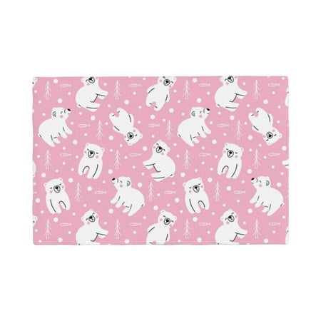 

Table Placemats Set of 4 - Pink Cartoon Bear 12x18 In Faux Linen Double Heat Resistant Place Mats Cloth Indoor/Outdoor Placemats Washable Table Mats for Dining Kitchen Party
