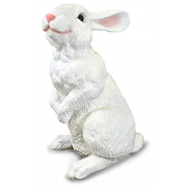 sculpture curious standing white rabbit statue for gardencute white