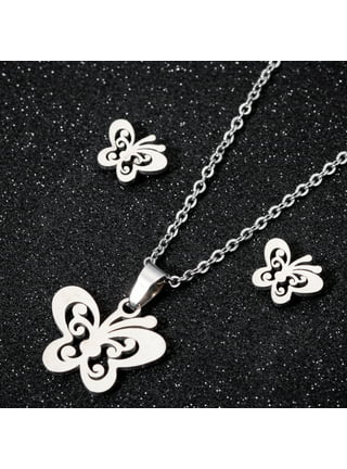 Cute Butterfly Pendant Necklace and Earring for Women – With love