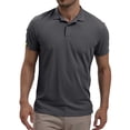thumbnail image 2 of Iugvhana Men's Casual Lapel Polo Shirt Top Regular Solid Short Sleeve Basic Button Shirts Pullover T-Shirt Blouse Gray L, 2 of 6