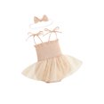 thumbnail image 2 of Lnzyyephy Infant Girls Casual Romper with Headdress, Floral Embroidery Tie-up Off-the-shoulder Jumpsuit with Yarn Hem, 2 of 8