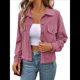 thumbnail image 1 of Chaquetas Informales de para Mujer, Chaquetas con Botones, Blusas de Larga de Moda para Otoño. Rosa L, 1 of 7