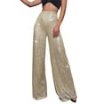 thumbnail image 2 of Jiyugala Plus Size Pants High Waisted Sequin Loose Drape Wide Leg Fashion Casual Pants for Women XL, 2 of 6