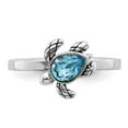 thumbnail image 4 of Sterling Silver Rhodium-plated Antiqued Adjustable Turtle Crystal Inlay Ring, 4 of 6