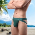 thumbnail image 2 of SELONE Men G-String Briefs Casual Breathable Underwear Loose Elastic Waistband Pouch Slim Wear Green 2XL, 2 of 6