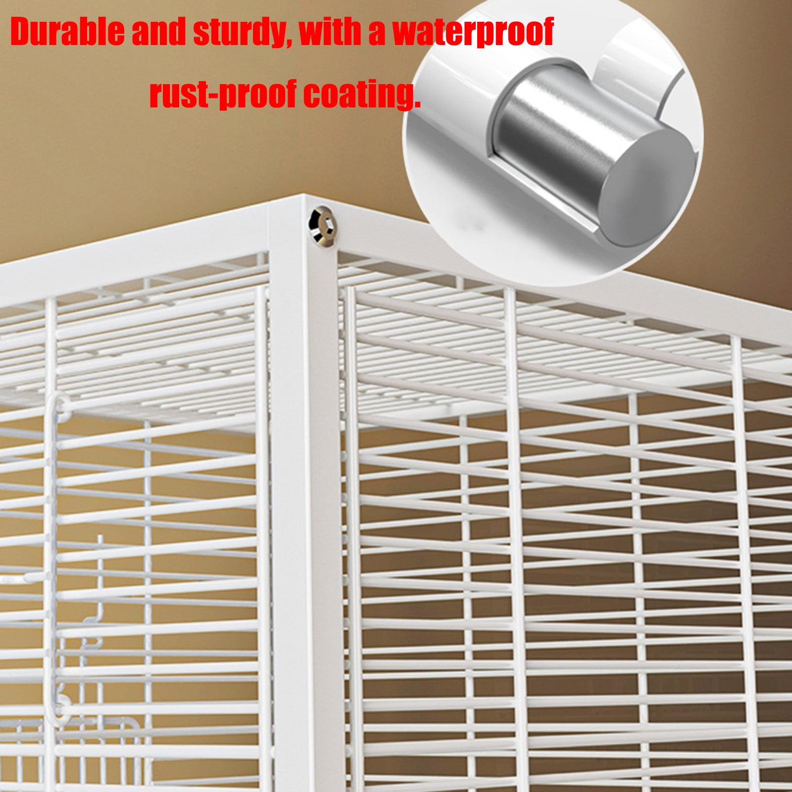 Large Bird Cage for Parrots, with Acrylic Doors & 4 Casters, Rolling Bird Cage with Acrylic Panel Birdcage Includes Perch/Feeder/Swing/Detachable Drawer with Bird Feeders