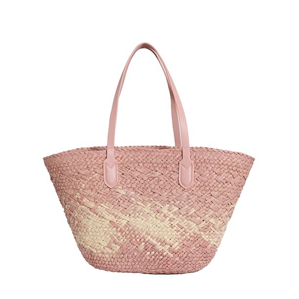 Gran Bolso Playa Hombro Mujeres Paja Tejida Summer para Viajar () Rosa