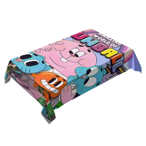 The Amazing World of Gumball-theme square tablecloth has an iconic print, fits most tables, and is easy to care for perfect gifts for fans friends and family，55" x 71"（140*180cm）