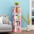 thumbnail image 3 of 4 Tier Rotating Bookshelf, 360° Solid Wood Rotating Stackable Shelves Bookshelf Organizer for Home, Bedroom, Office, 3 of 5