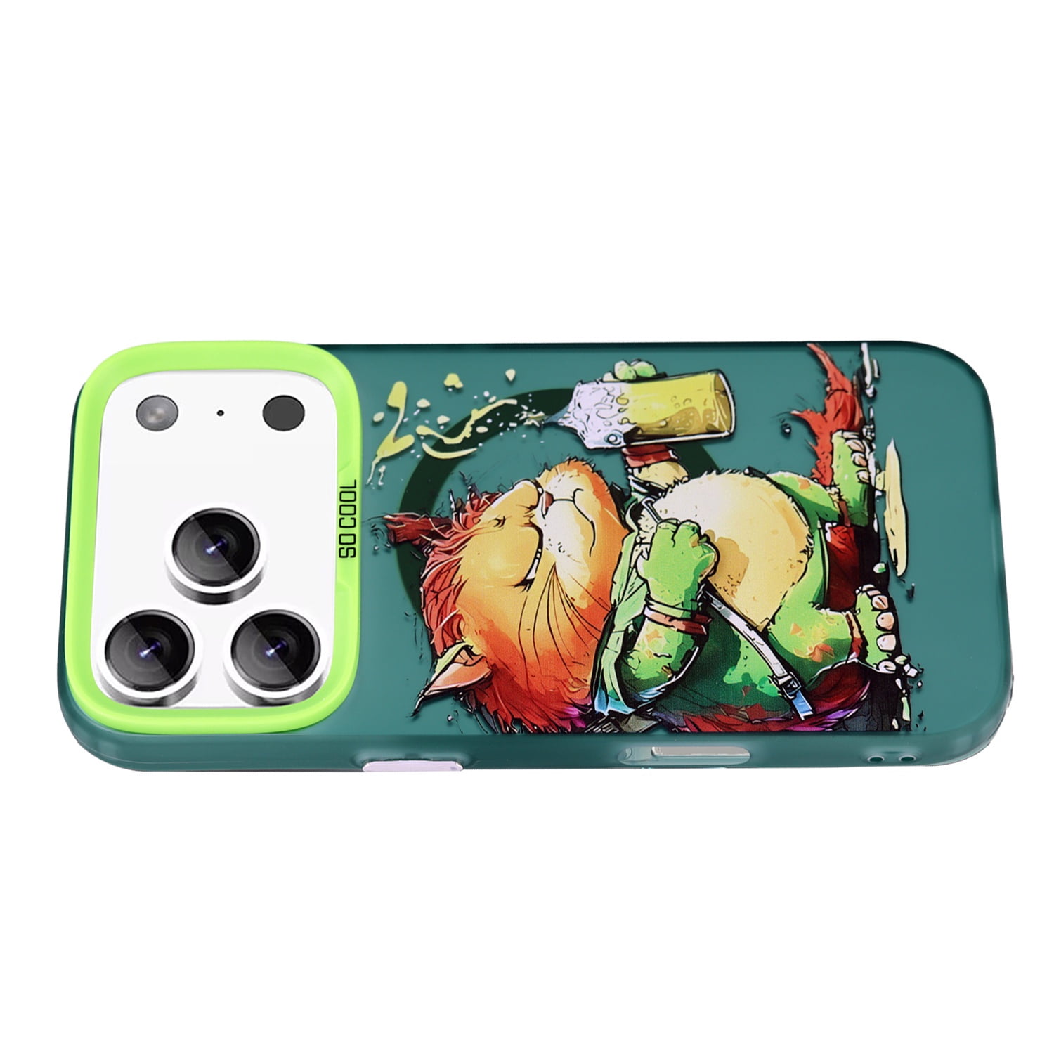 Animal Graffiti Design Wireless Charging Case for iPhone 17 Pro Max - Green