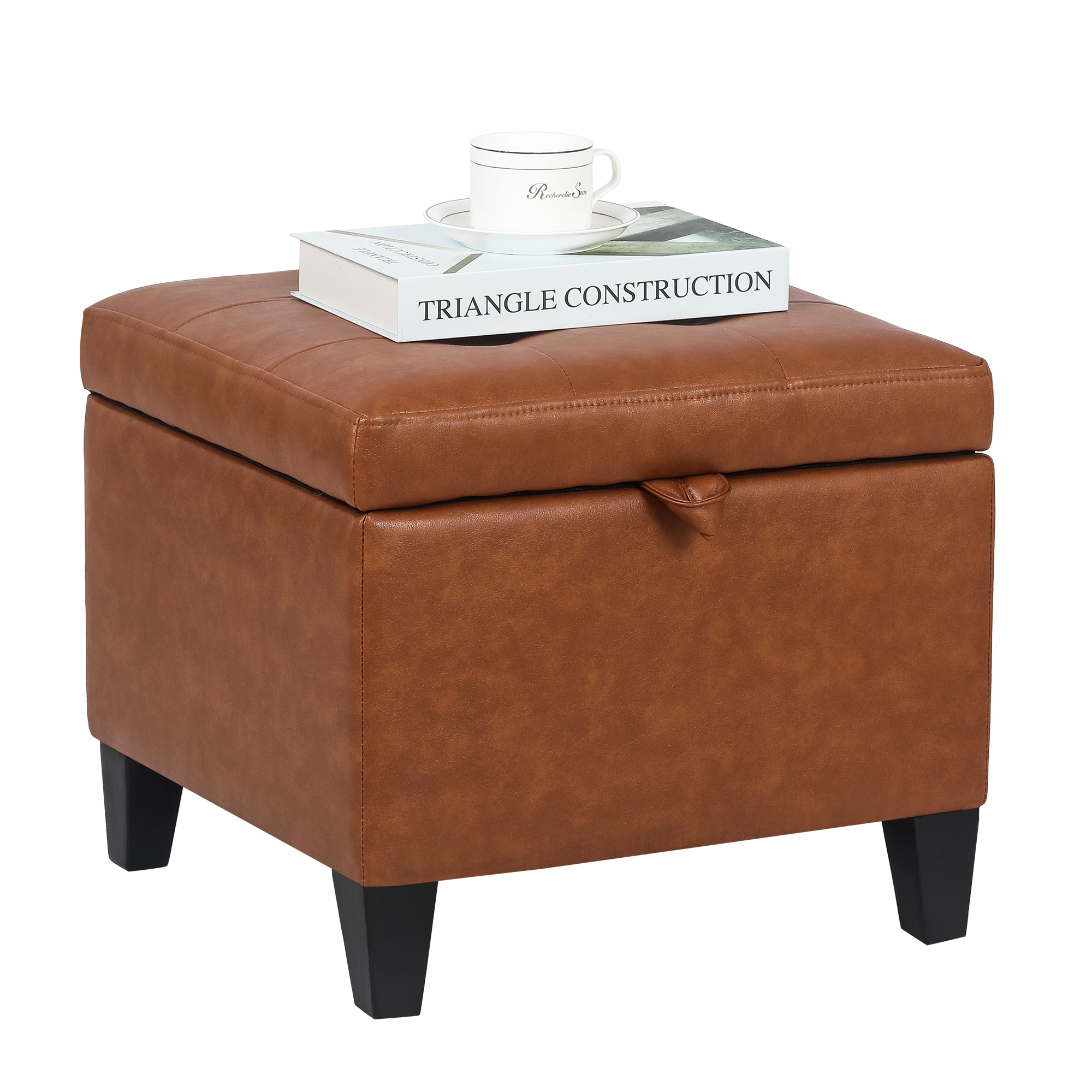 Homebeez Faux Leather Square Cube Storage Ottoman Foot Rest Stool