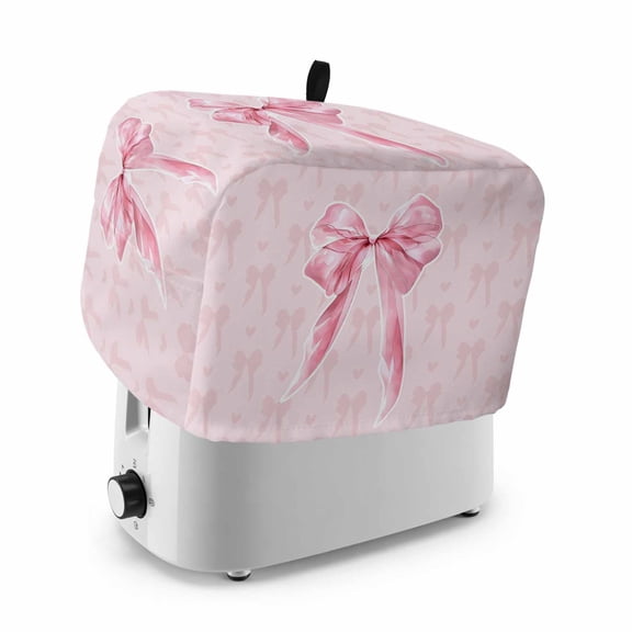 Toaster Cover 4 Slice, Pink Bow Dustproof Bakeware Oven Protector with Top Hook, Cute Watercolor Girls Cartoon Luxury Waterproof Small Kitchen Appliance Toasters Dust Cover, 12"x11"x8"