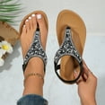 thumbnail image 6 of Viluyesy Women's Flat Sandals, Rhinestone Wide Width Elastic Ankle Strap Summer Casual Beach Boho Shoes Black 5.5, 6 of 7