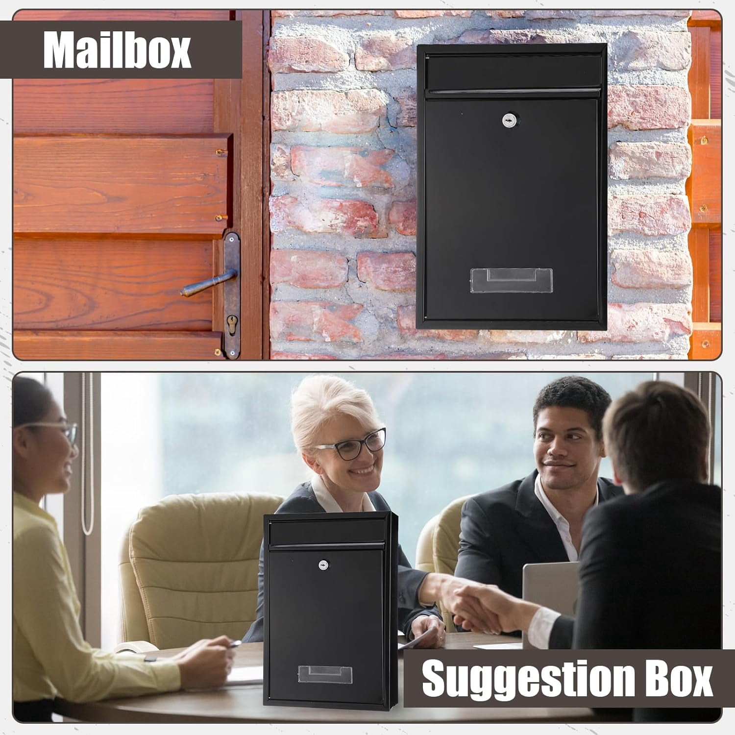3 Pcs Locking Mailboxes Wall Mounted, 12.6 x 8.5 x 3.3 in Vertical  Drop Box Metal Rust-Proof Post Box for Home Office