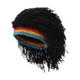 thumbnail image 4 of Gorro de con peluca para hombre, gorro de invierno para cosplay, conciertos, fiestas de disfraces. negro, 4 of 10