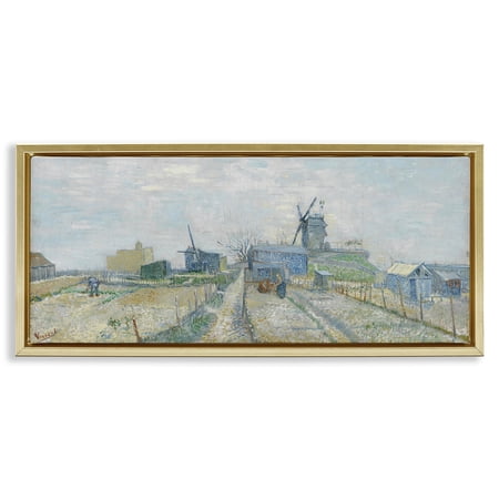 Stupell Industries Classic Van Gogh Vegetable Gardens Landscape & Nature Painting Gold Floater Framed Canvas Art Print Wall Art  25 x 11