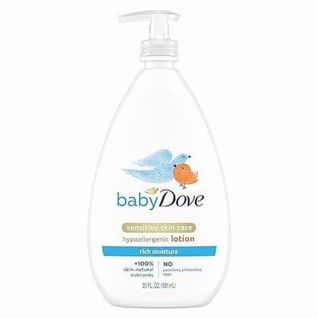 Baby Dove Rich Moisture Sensitive Skin Hypoallergenic Lotion, 20 Oz, 3 Pack