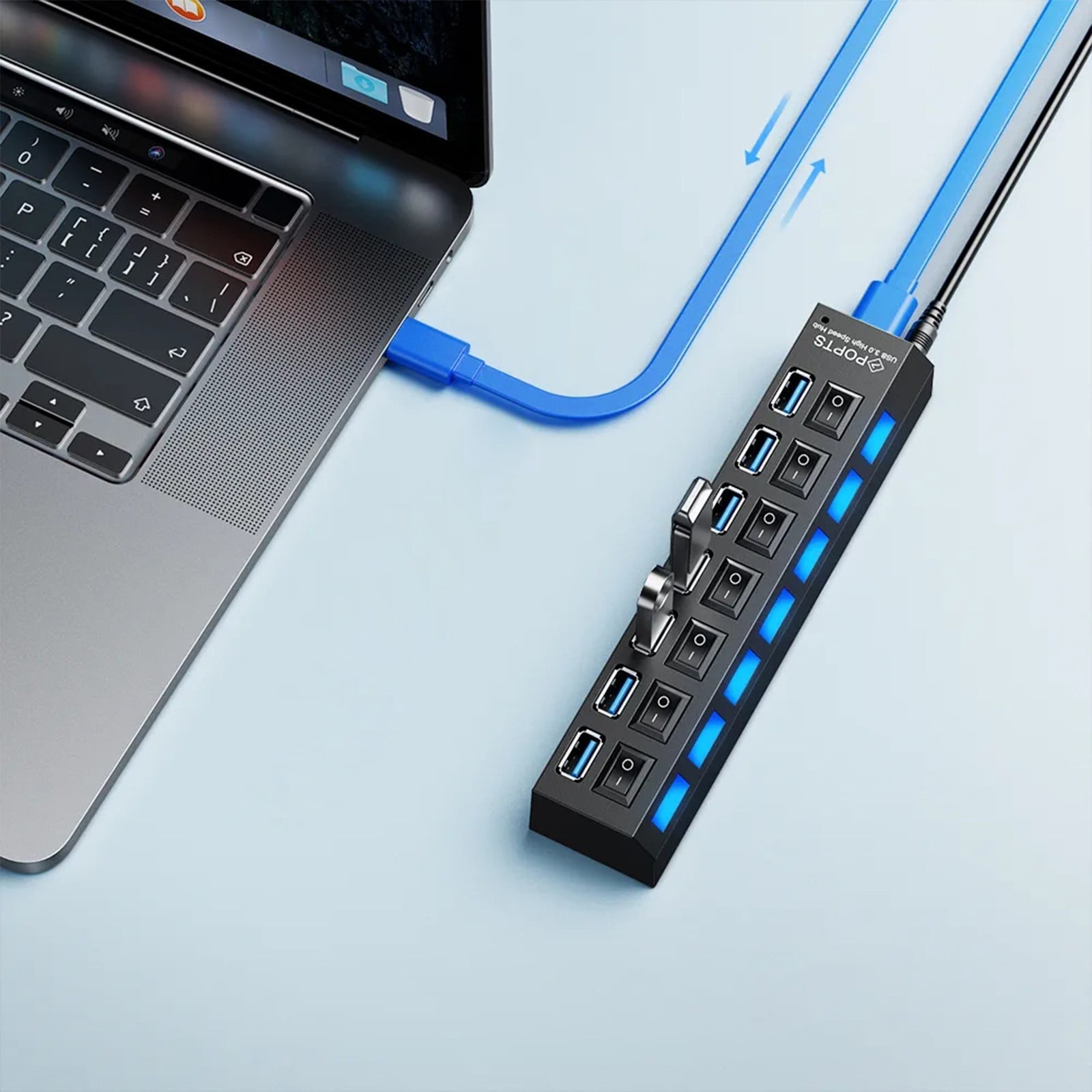 LSLJS USB Hub 3.0 Multi USB Splitter Use Power Adapter 7 Port Multiple Expander, Usb Hub
