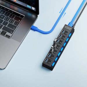 LSLJS USB Hub 3.0 Multi USB Splitter Use Power Adapter 7 Port Multiple Expander, Usb Hub