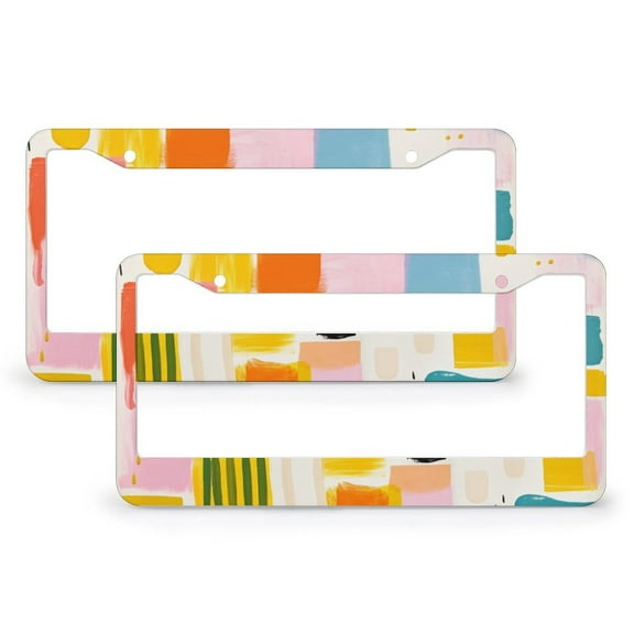 License Plate Cover Colorful Bright Square Print License Plate Frames Cover Holders 2 Pack Luxury Solid Modern Aluminum License Plate Frames for Girl Women Men Vehicles 12.2 X 6.3 inch