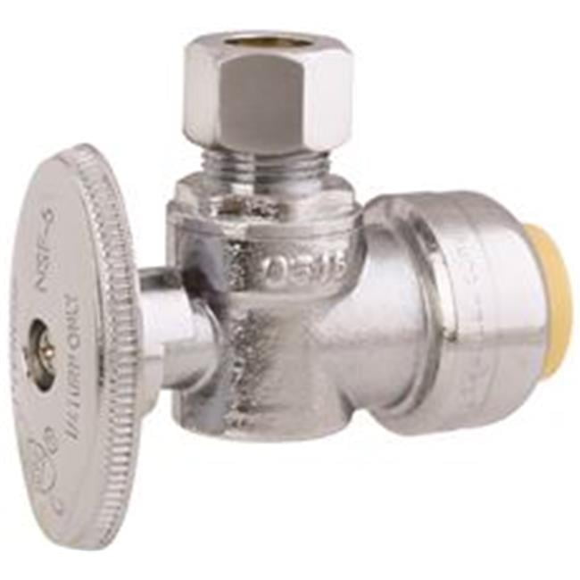 BRASS PUSHFIT ANGLE STOP, 1/2 IN. X 3/8 IN. OD COMPRESSION, LEADFREE