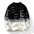 thumbnail image 2 of TFEOQRY Men's Mock Neck Gradient Sweater Letter Print Long Sleeve Thicken Casual Pullover Fall Winter Top Black, 2 of 6