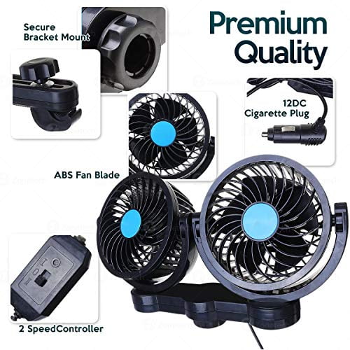 Dual Head Car Cooling Fan Auto Cooling Air Fan 360 Rotating Car Auto Cooling Air Fan For Cool Down Summer Vehicles 