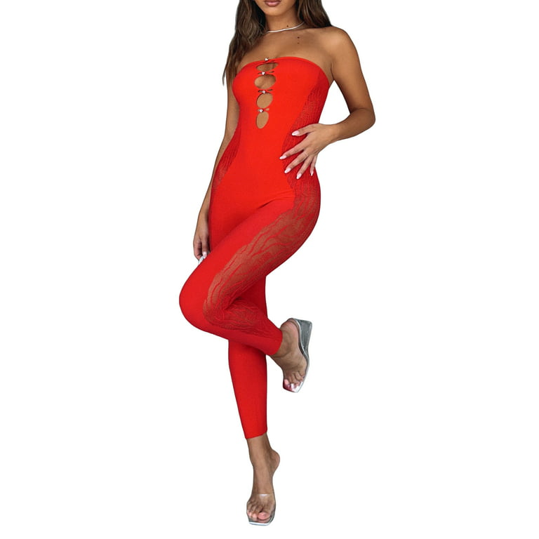 Sexy Two Piece Outfits for Women, Birthday Party Club Sheer Splicing  Bodycon Bodysuit Jumpsuit Legging Pants Sets