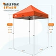 thumbnail image 5 of EAGLE PEAK 5x5 Pop Up Canopy Tent Instant Outdoor Canopy Easy Set-up Straight Leg Folding Shelter (Orange), 5 of 11