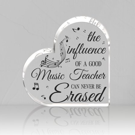 Heart Shaped Acrylic Plaque Thank You Gifts for Music Teacher Appreciation Piano Guitar Violin Teacher Gift Heart Acrylic Decor Sign Plaque for Christmas Teachers' Day Thank You Gifts 3.9in Colorful