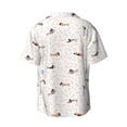 thumbnail image 2 of Xecao offers the Dachshund Dog Puppy for Men's Casual Short-sleeved Shirt, a button-up collared shirt with a pocket, perfect for beach vacations and yacht travel in the X-Large size., 2 of 7