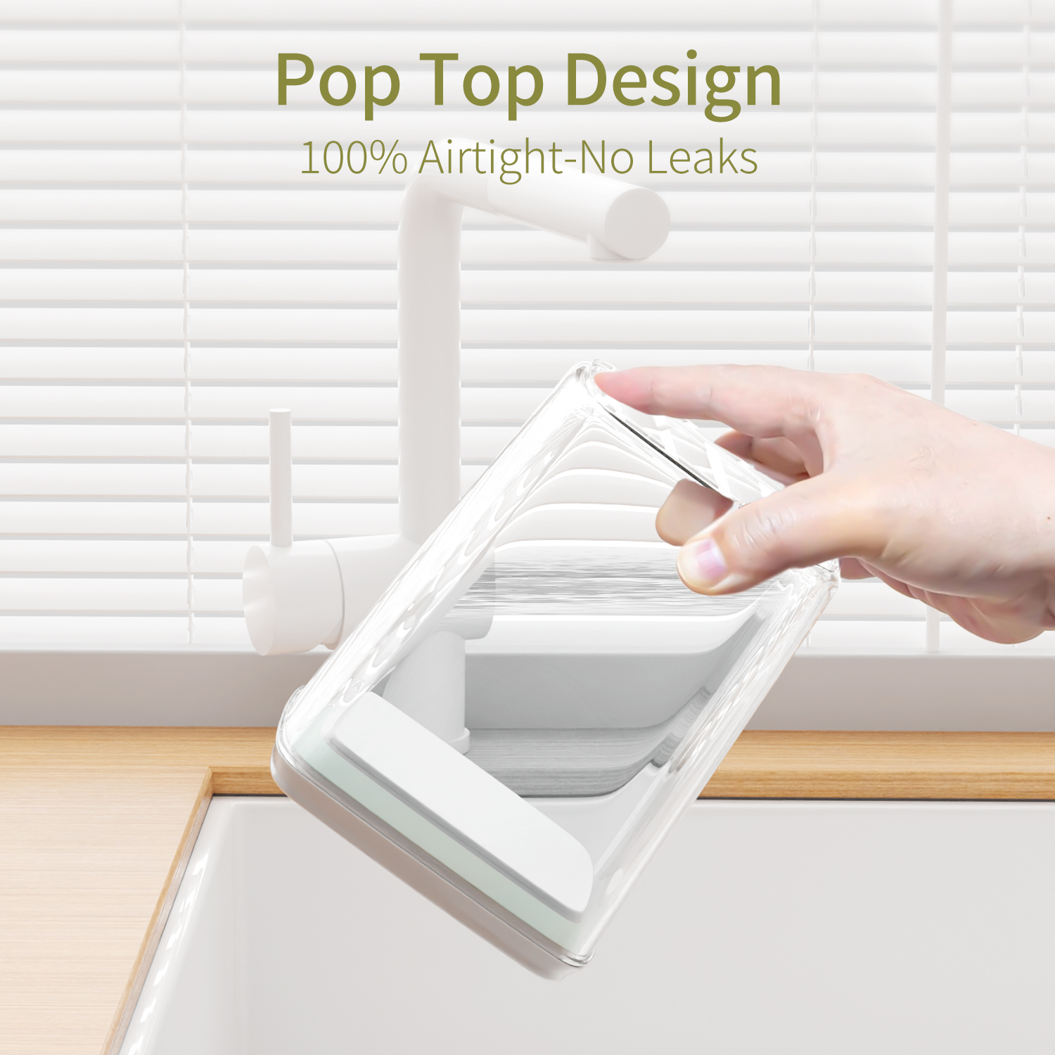 Foukus Airtight Pop Up Container, 3-Pack, 40 oz photo 5