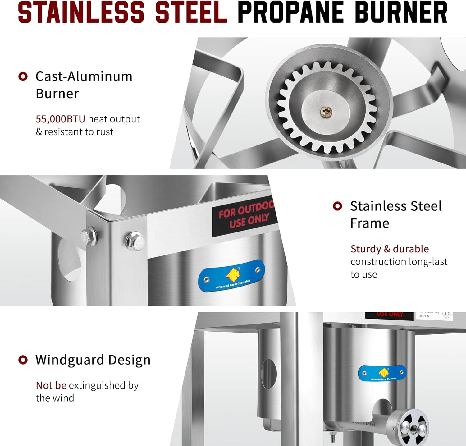 ARC Stainless Steel Mexican Cazo Para Carnitas With 55,000BTU Propane Burner Camping Stove,Outdoor Gas Stove Burner Cooker for Cooking for Turkey Fry,Homebrewing,Seafood Boiling