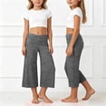 thumbnail image 2 of Oiyii Girls Summer Pants Solid Pleated Waist Wide Leg Boggy Cropped Pants, Sizes 5-14Y, 2 of 8
