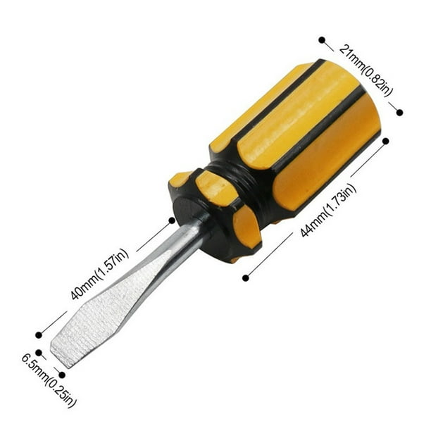 MYG 2pcs Small Handle Stubby Screwdriver Set 6mm Flat Head and