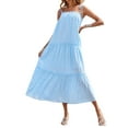 thumbnail image 3 of Qmyliery Women's Casual Dresses Layered Pleated Design Adjustable Thin Straps Summer Beach Outdoor Dresses, 3 of 5